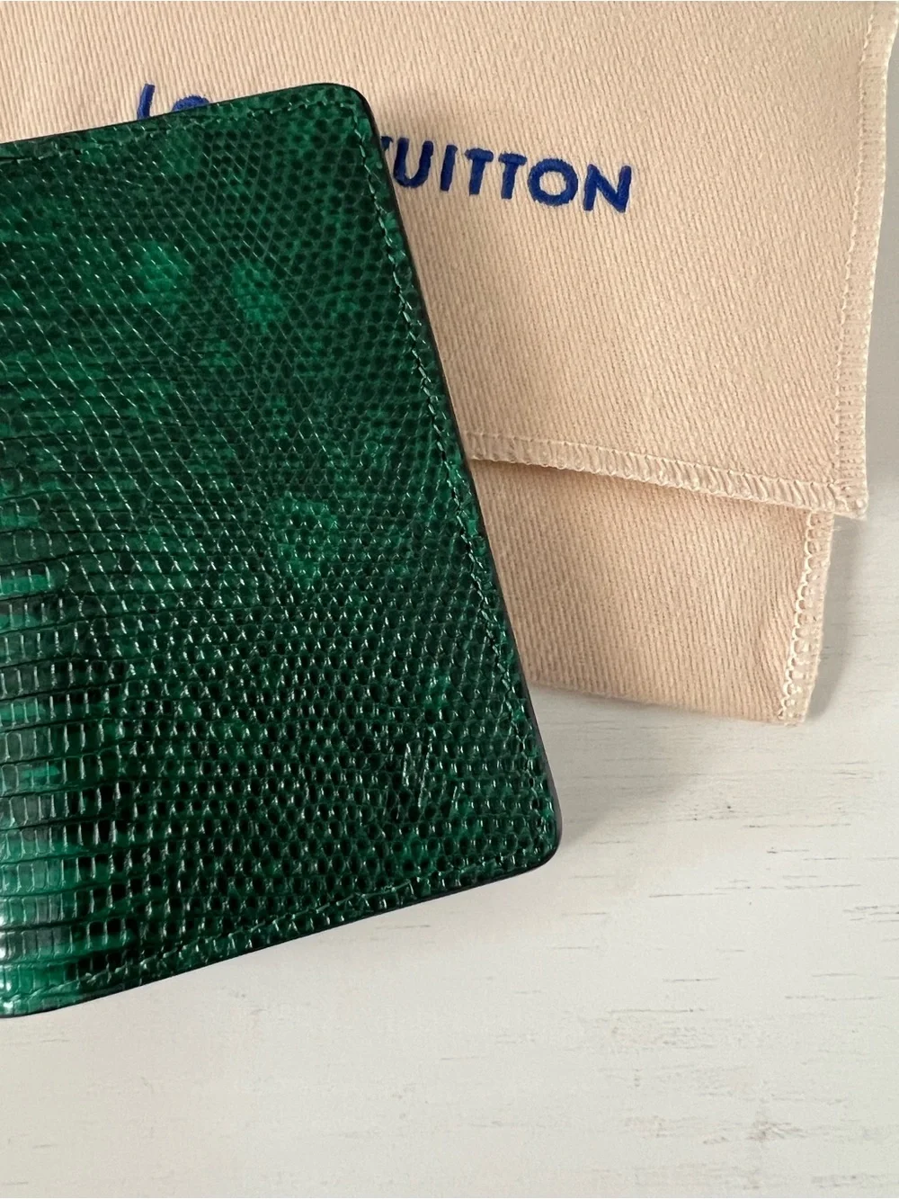 Louis Vuitton Exotic Lizard Green & Black leather Pocket Organizer Mens Wallet